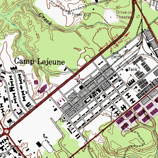 Topographic Map of Camp Lejeune Fire Department, NC