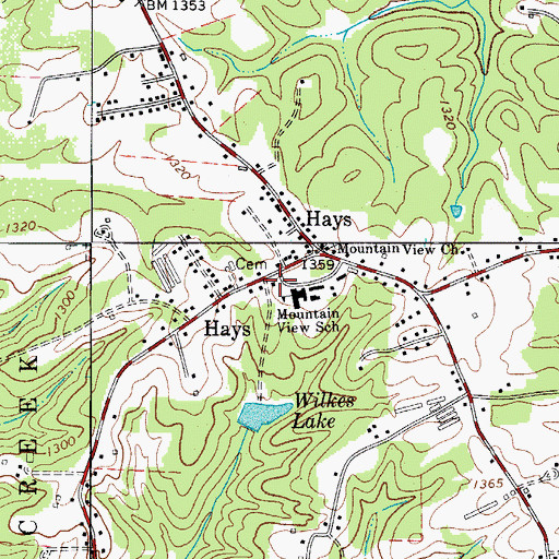 Topographic Map of Mountain View Volunteer Fire Department, NC