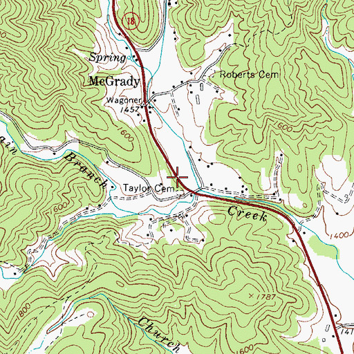 Topographic Map of McGrady Volunteer Fire Department, NC
