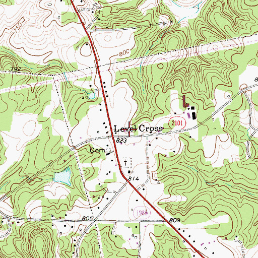 Topographic Map of Level Cross Voluntary Fire Department, NC