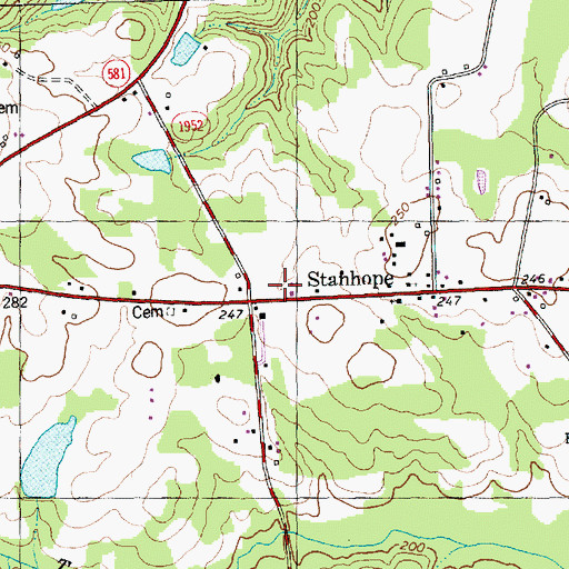 Topographic Map of Stanhope Community Volunteer Fire Department, NC