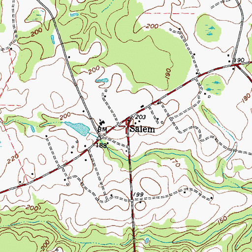Topographic Map of Salem District Volunteer Fire Department, NC