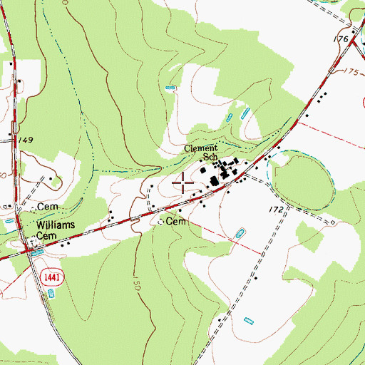 Topographic Map of Clement Volunteer Fire Department, NC