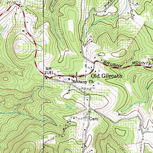 Topographic Map of Brushy Mountain Volunteer Fire Department, NC