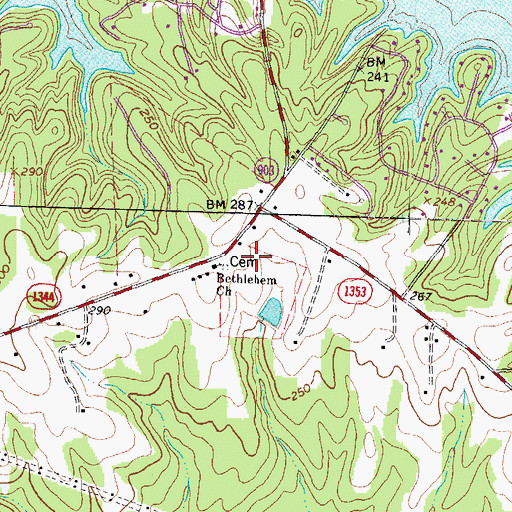 Topographic Map of Longbridge Volunteer Fire Department, NC