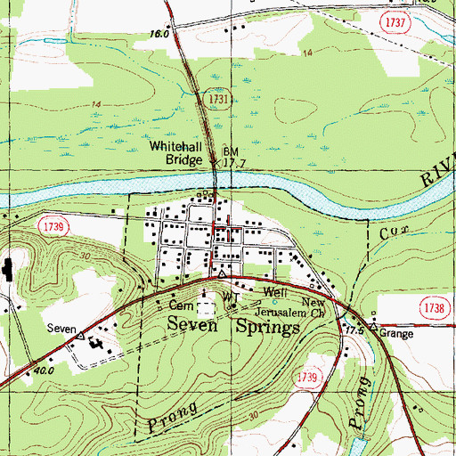 Topographic Map of Seven Springs Community Volunteer Fire Department, NC