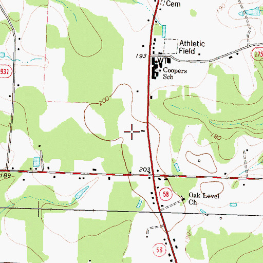 Topographic Map of Coopers Volunteer Fire Department and Rescue Squad, NC