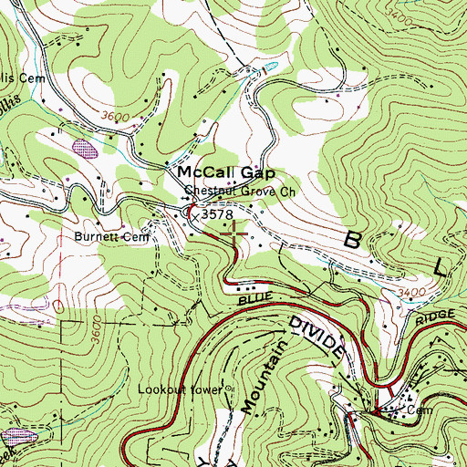 Topographic Map of Parkway Fire and Rescue Station 3, NC