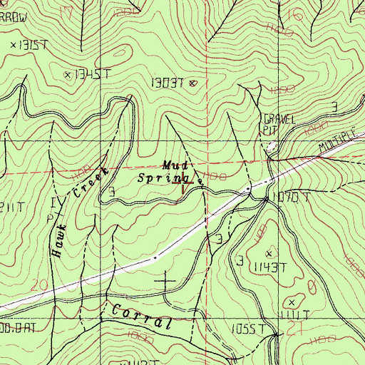 Topographic Map of Mud Spring, CA