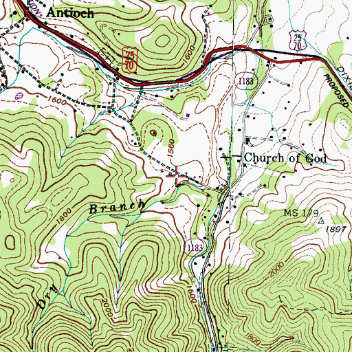 Topographic Map of Country Volunteer Fire Department, NC