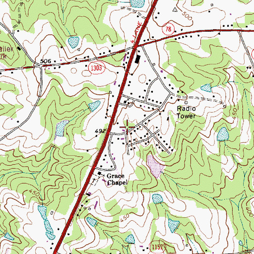 Topographic Map of Tramway Rural Fire Department, NC