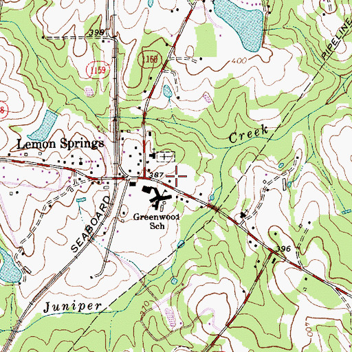 Topographic Map of Lemon Springs Volunteer Fire Department, NC