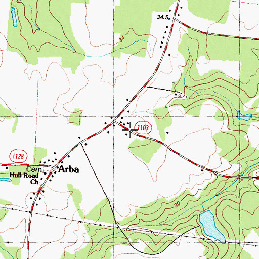 Topographic Map of Arba Rural Fire Association, NC