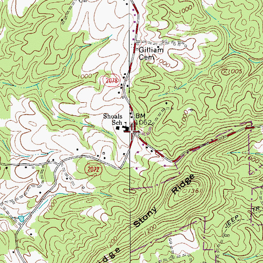 Topographic Map of Shoals Volunteer Fire Department, NC