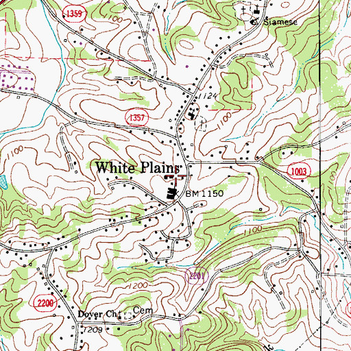 Topographic Map of White Plains Volunteer Fire Department, NC