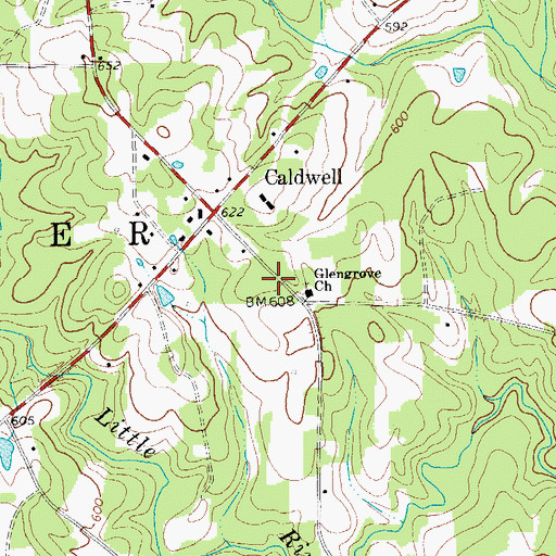 Topographic Map of Caldwell Fire Department, NC