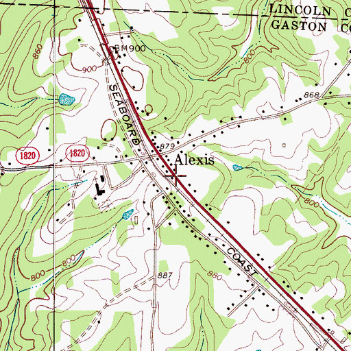 Topographic Map of Alexis Volunteer Fire Department Station 20 Base 1, NC