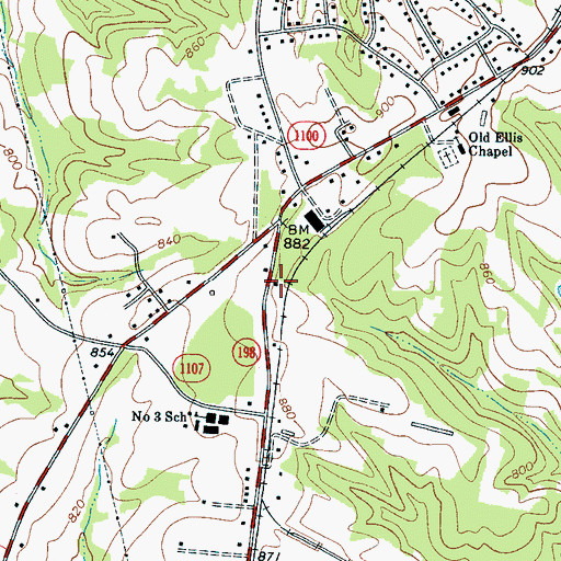 Topographic Map of Number 3 Township Volunteer Fire Department, NC