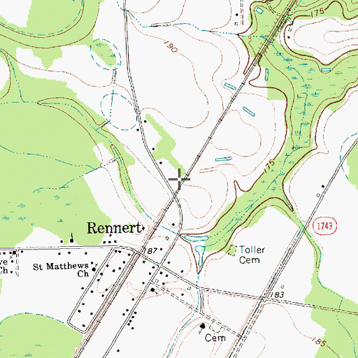 Topographic Map of Rennert Volunteer Fire Department, NC