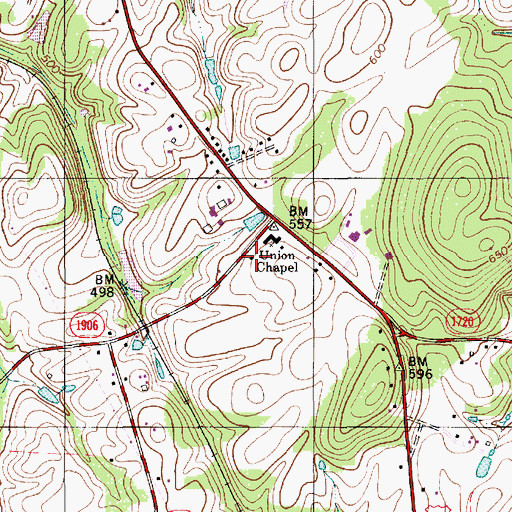 Topographic Map of Southside Volunteer Fire Department Station 1, NC