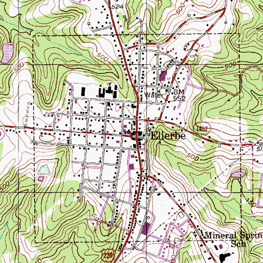 Topographic Map of Ellerbe Volunteer Fire Department, NC