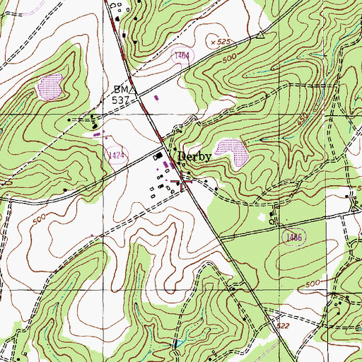 Topographic Map of Derby Volunteer Fire Department, NC