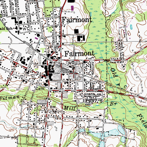 Topographic Map of Fairmont Rural Fire Department, NC