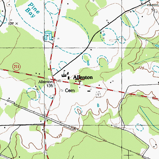 Topographic Map of Allenton Volunteer Fire Department, NC
