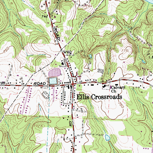 Topographic Map of Ellis Cross Country Fire Department, NC