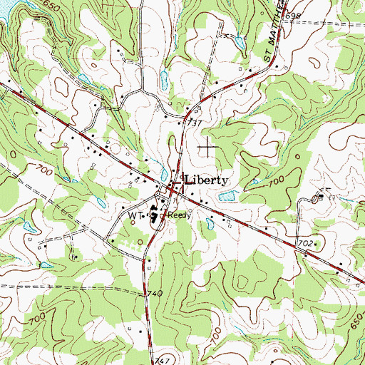 Topographic Map of Liberty Volunteer Fire Department Station 59, NC