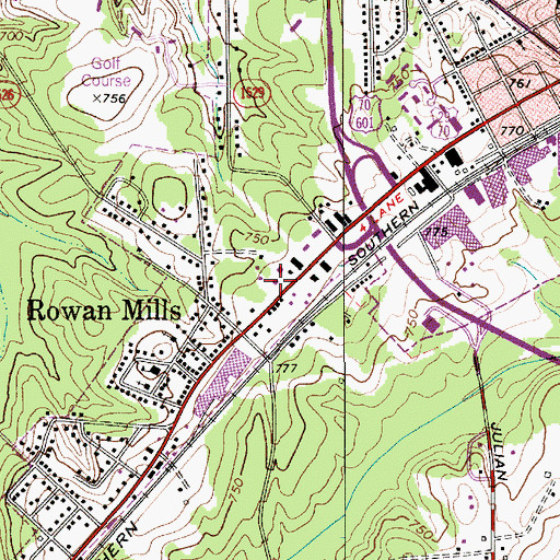Topographic Map of Salisbury Fire Department Station 2, NC