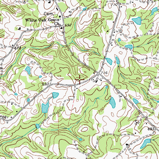 Topographic Map of Cedar Grove Volunteer Fire Department Station 2, NC