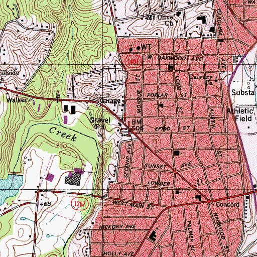 Topographic Map of Albemarle Fire Department Station 2, NC