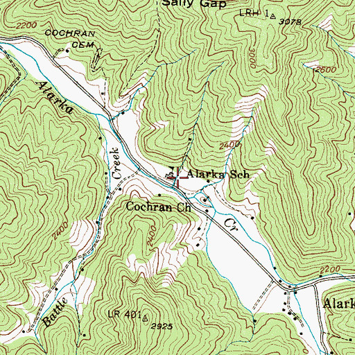 Topographic Map of Alarka Volunteer Fire Department, NC