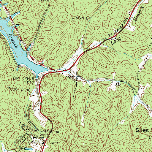 Topographic Map of West Swain Fire Department, NC