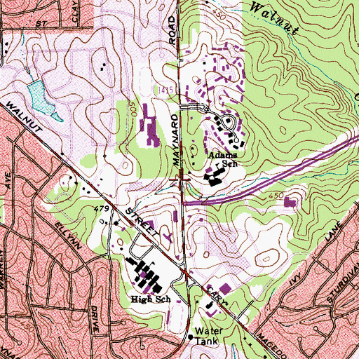 Topographic Map of Cary Fire Department Station 2, NC