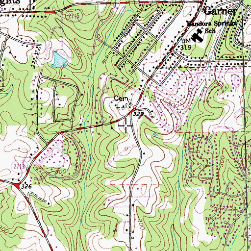 Topographic Map of Garner Volunteer Fire Department Station 3, NC