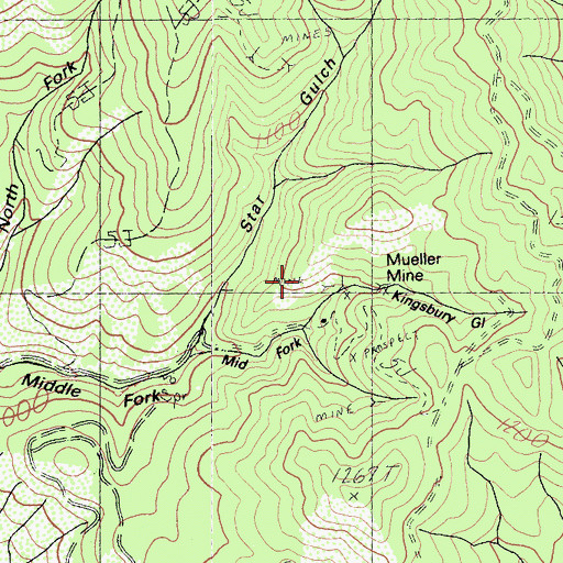 Topographic Map of Mueller Mine, CA
