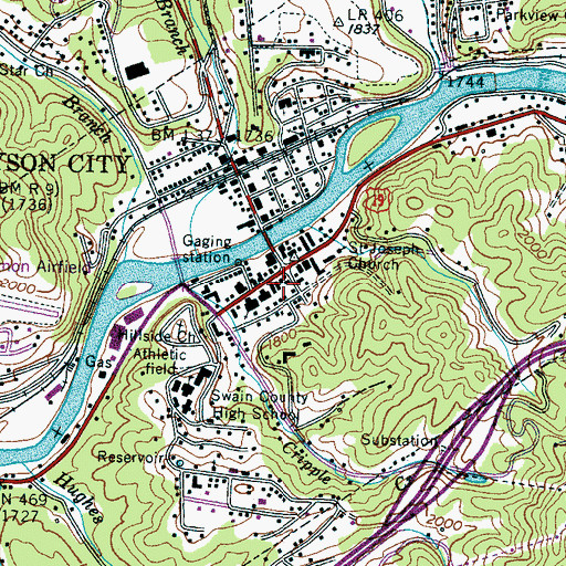 Topographic Map of Bryson City Fire Department, NC