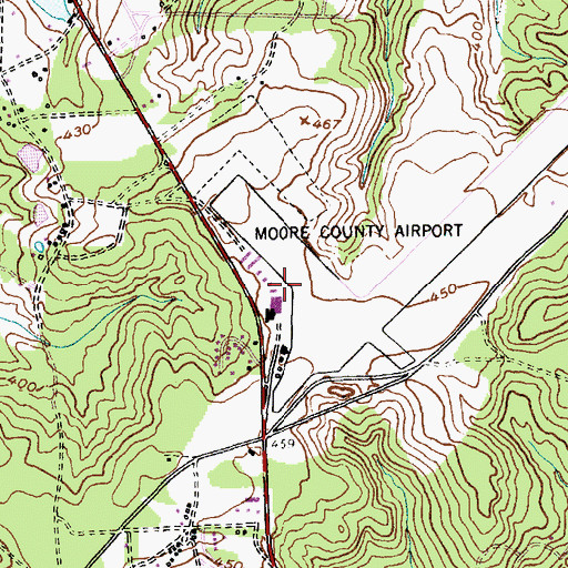 Topographic Map of Moore County Airport Fire Department, NC