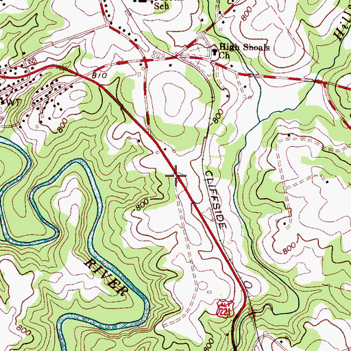 Topographic Map of Cliffside Area Volunteer Fire Department Substation, NC