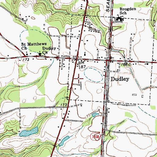 Topographic Map of Dudley Fire Department, NC