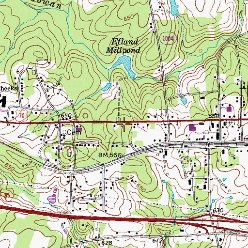 Topographic Map of Efland Volunteer Fire Department, NC