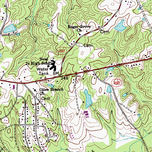 Topographic Map of Redwood Volunteer Fire Department Station 3, NC