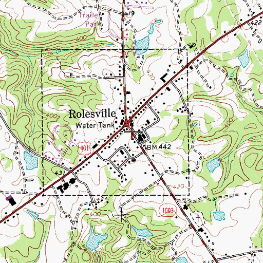 Topographic Map of Rolesville Rural Fire Department, NC