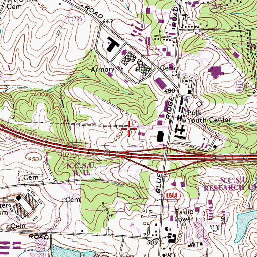 Topographic Map of Western Wake Fire and Rescue Station 1, NC