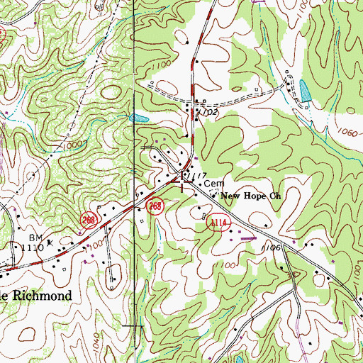 Topographic Map of C C Camp Volunteer Fire Department Station 65A, NC