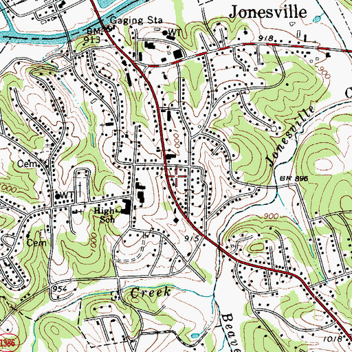 Topographic Map of Jonesville Volunteer Fire Department, NC