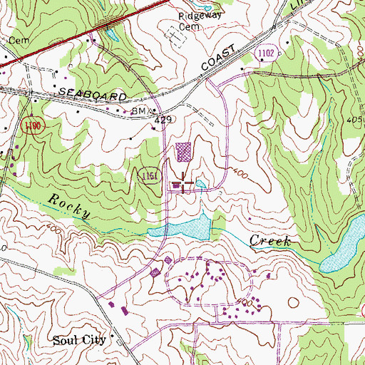 Topographic Map of Soul City Volunteer Rural Fire Station, NC