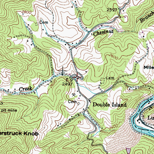 Topographic Map of Double Island Volunteer Fire Department Station 2, NC